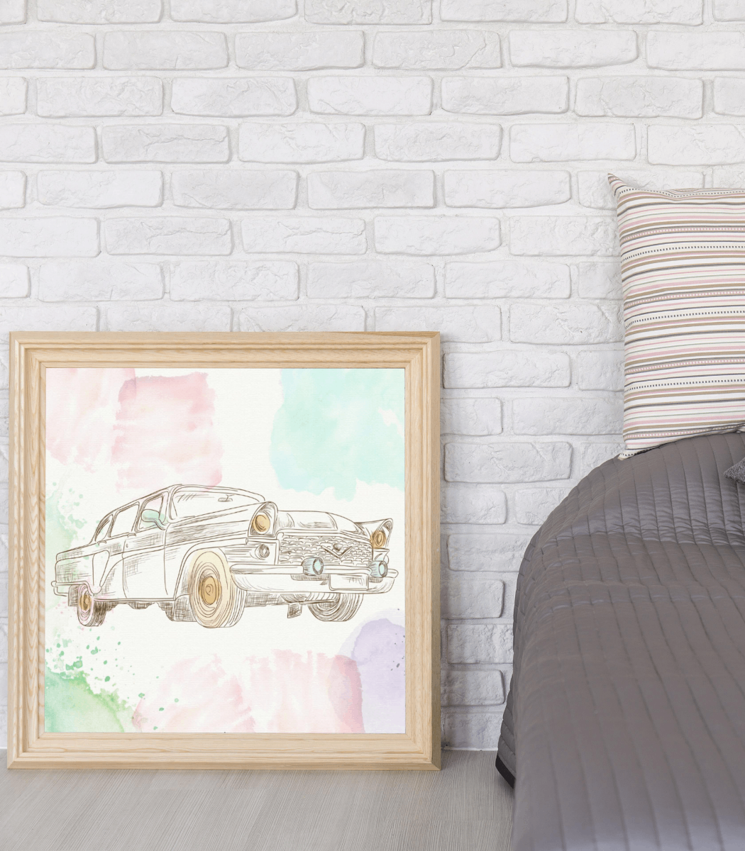 patrat cu fundal masini 1 Tablou Canvas Patrat - imagine 1
